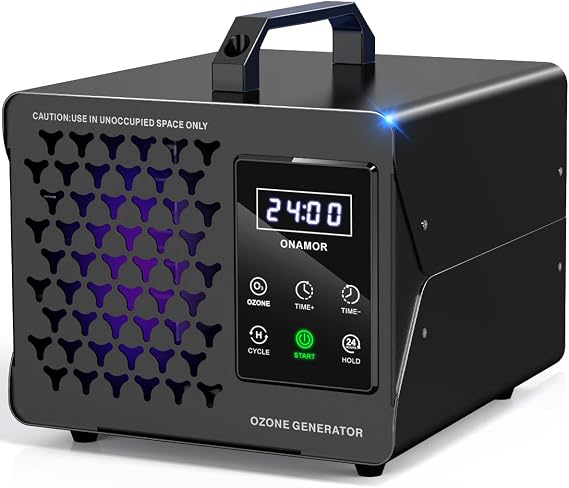 ONAMOR Digital Ozone Generator Odor Eliminator 180,000mg, High Capacity Ozone Machine Odor Removal Up to 8,000 Sq.Ft, Ozone Odor Eliminator, Ionizer Ozonator for Home, Car, Smoke, Pet Room (Black)
