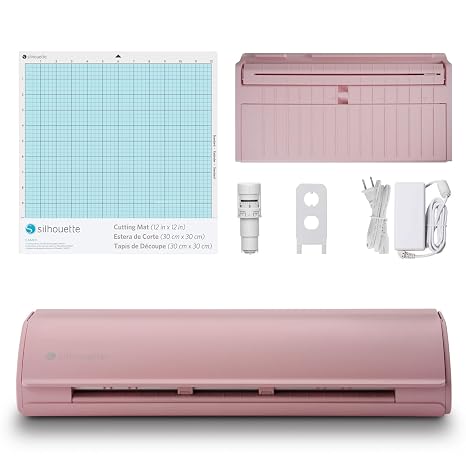 Silhouette Cameo 5 Matte Pink SILH-CAMEO-5-MTPNK-J 12-Inch Electronic Cutting Machine Electric Tool, Compatible with Static Electricity Mat New Technology SNA and IPT Compatible Quiet 50db