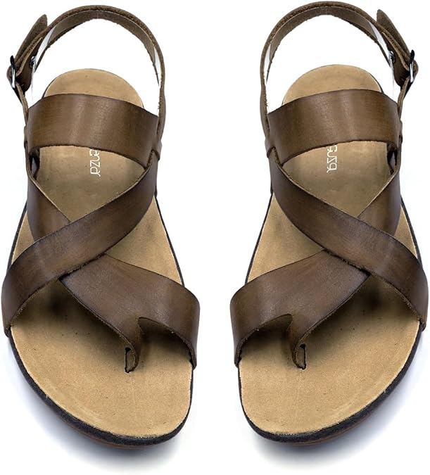 Harssidanzar Leather Sandals For Mens Summer Comfortable With Casual GMUK202