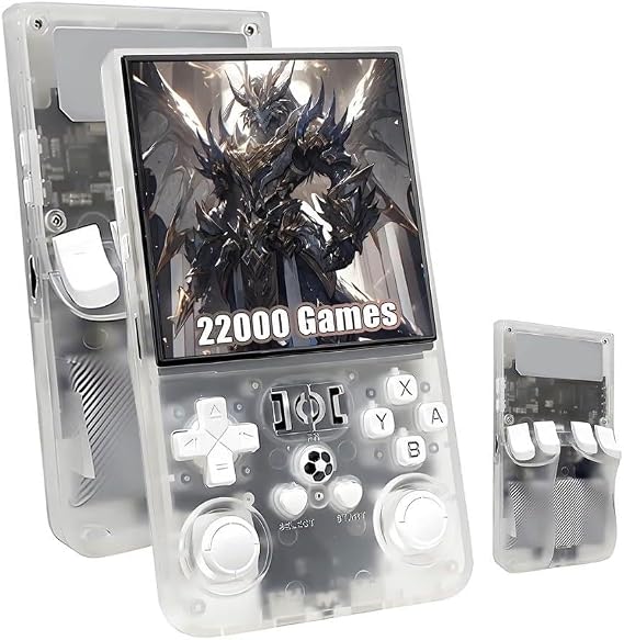 R36MAX Retro Handheld Game Console, 18000+ Classic Games, 4.0 inch IPS Screen, Multiple Emulators, Portable Gaming System with Carrying Case (Clear)