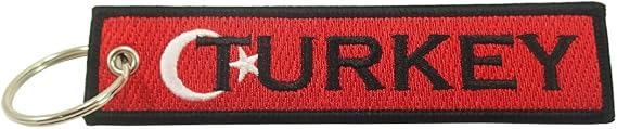 Turkey Flag Key Chain, 100% Embroidered