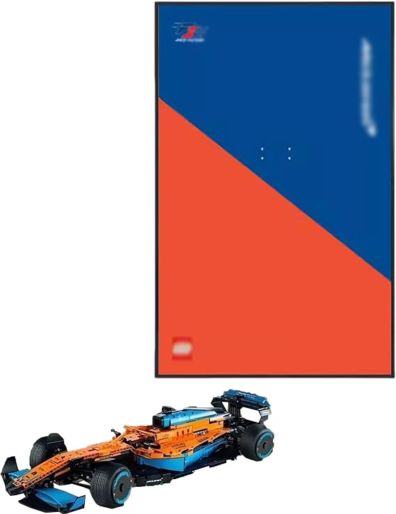 QIXINDGYH Wall Mount Display Stand for Lego Technic 42141 F1 Racing - Orange Aluminum Alloy Frame, 80 x 50 cm