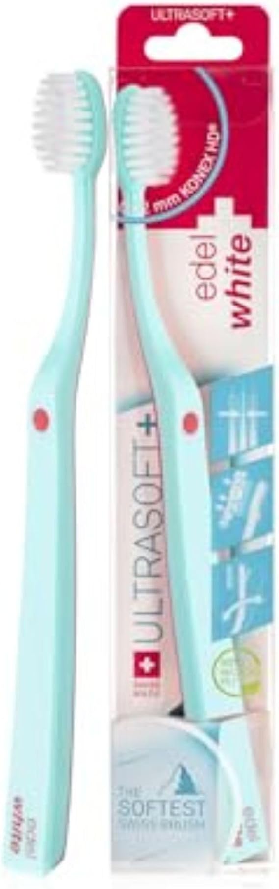 edel+white Ultra-Soft Swiss-Made Toothbrush for Adults Extra Soft for Sensitive Gums Super Soft Bristle Design