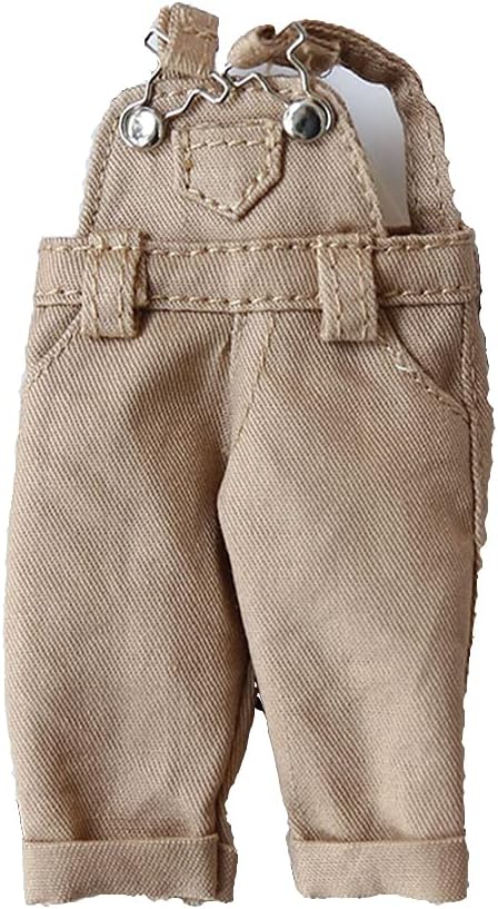 Bjd Clothes Fashion Strap Denim Trousers for Ob11,Body9,GSC,1/12bjd Doll Clothes Accessories Pants (Khaki)