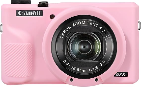 Elonbo Camera Case for Canon G7 X Mark III, Soft Silicone Protective Case for Canon PowerShot G7X Mark III Digital Camera, Removable Lens Cover, Pink