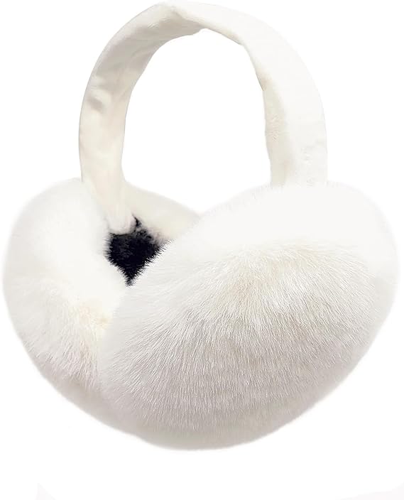 Women Winter Earmuffs Adjustable Faux Fleece Ear muffs Foldable Furry Cute Girl Ear Warmer for Cold Outdoor