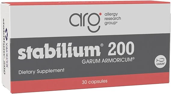 Allergy Research Group Nutricology Stabilium 200 - Natural Sleep Aids for Adults, Stress Relief Supplements, Sleep Support, Fish Oil, Vitamin A, Vitamin B6, Sleeping Pills - 30 Count