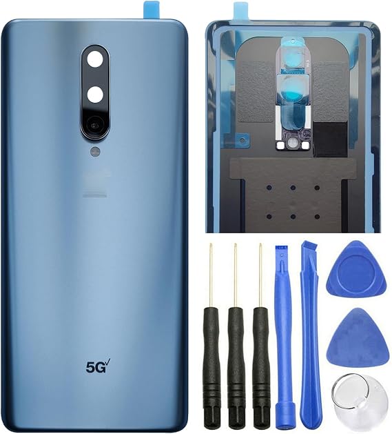 Ubrokeifixit for OnePlus 8 Rear Panel Back Glass Door Cover Replacement for OnePlus 8 6.55",8 5G UW Verizon,8 5G T-Mobile,Pre-Cut Tape(NOT for OnePlus 8 Pro 6.78") (1+8 6.55"/Silver/Camera Lens)