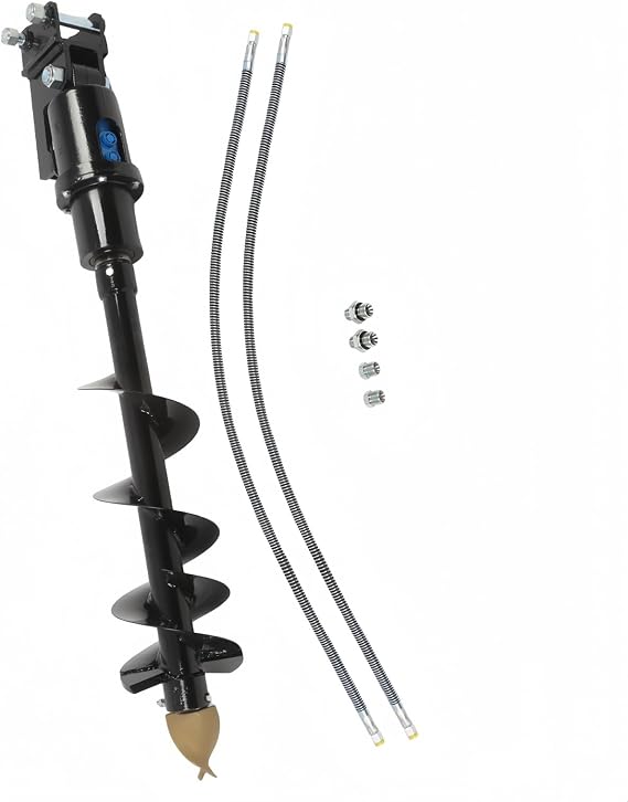 8 Inch Hydraulic Auger Compatible with 1-1.5 Ton Mini Excavator