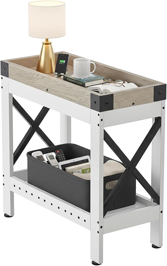 Narrow Side Table, End Table,Sofa Side Table, End Table Nightstand for Bedroom, Living Room, Small Spaces