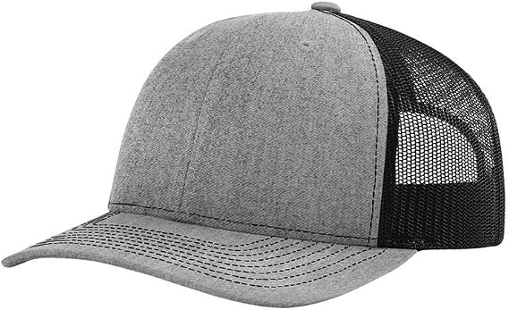 RICHARDSON 112 Mesh Back Trucker Cap Snapback Hat, Heather/Black