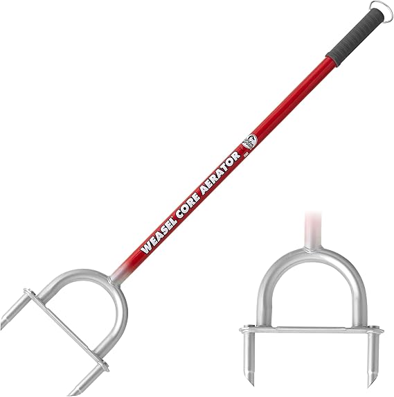 Garden Weasel Core Aerator Tool Long Handle for Lawn Grass Dethatching