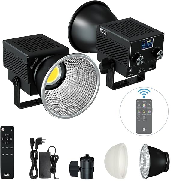 LED Video Light, 60W Bi-Color Video Light Mini COB Photography Light with 2.4G/APP Control, 2700K-7500K, CRI>96, TLCI>97, 8 Lighting Effects (1 Pack, Black)