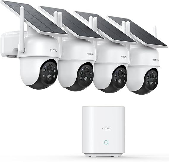 aosu D1 Classic 4-Cam Kit, Security Cameras Wireless Outdoor, Solar Powered