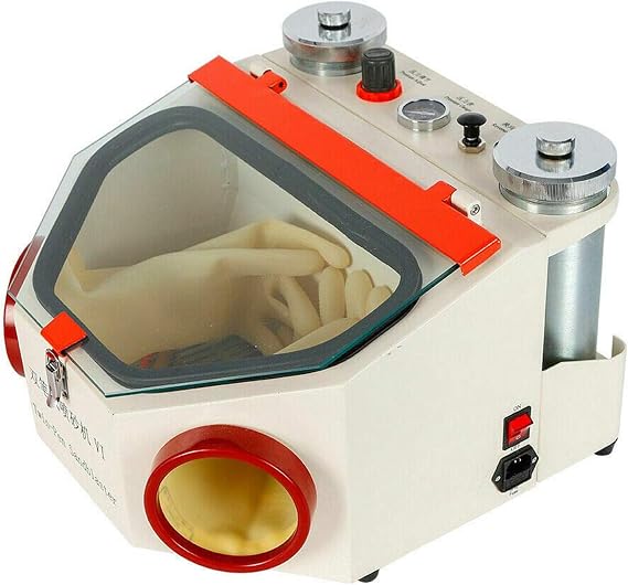 Sand Blasting Machine, Double Pen Fine Sandblaster with LED Light for Jewelry, Ideal for Silver Ring and Bracelet Frosted Surface Finishing