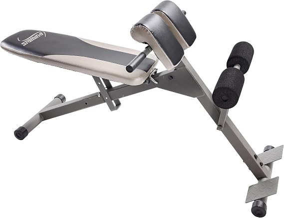 Stamina Ab Hyperextension Bench Pro - Adjustable and Foldable Roman Chair with Smart Workout App for Home Workout - Up to 250 lbs Weight Capacity