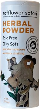 Herbal Baby Powder - All-Natural,Talc-Free Organic Arrowroot, Hypoallergenic, Vegan Made in USA by Safflower Safari