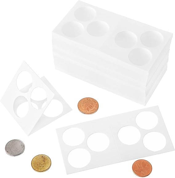 3-Hole Penny Coin Flips - 90 PCS 20.5mm/0.8inch Cardboard Holders for Dime,Lincoln Cent 2x2 inch Pockets CS31205H3