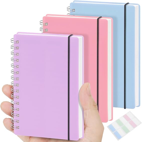 3 Pack Small Spiral Notebook College Ruled Mini Pocket Size 3.5x5.5 | 7mm College Ruled Pages, 80 Sheets/160 Pages, 100GSM Premium Thick Paper Notebooks for Smooth Writing, Work, School & Office