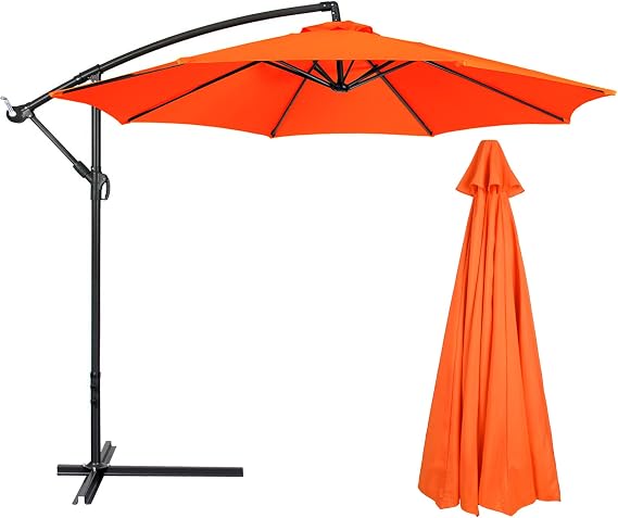 belupai 9ft Patio Umbrella Replacement Canopy, 8/6 Ribs Canopy Replacement Water Resistant Patio Canopy Outdoor Table Market Yard Umbrella Top Outdoor Umbrella Canopy (Canopy Only)(Orange, 6 Rits)