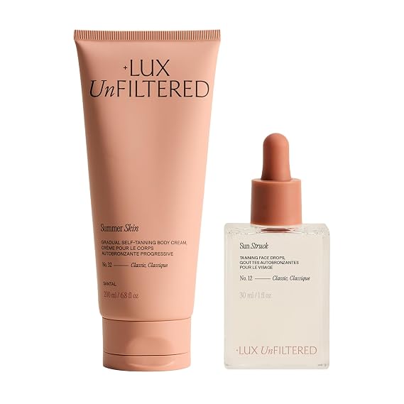 + Lux Unfiltered Golden Hour Set with N32 Gradual Hydrating Self Tanner in Santal and N12 Bronzing Self Tanning Face Drops