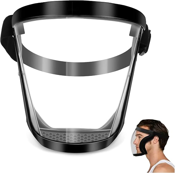 Full Face Shield, Clear Full Face Protective Shield, Reusable Anti-Fog and Anti-Static Transparent Face Mask, Adjustable Breathable Face Mask for Eye and Face Protection, Super Lightweight HD