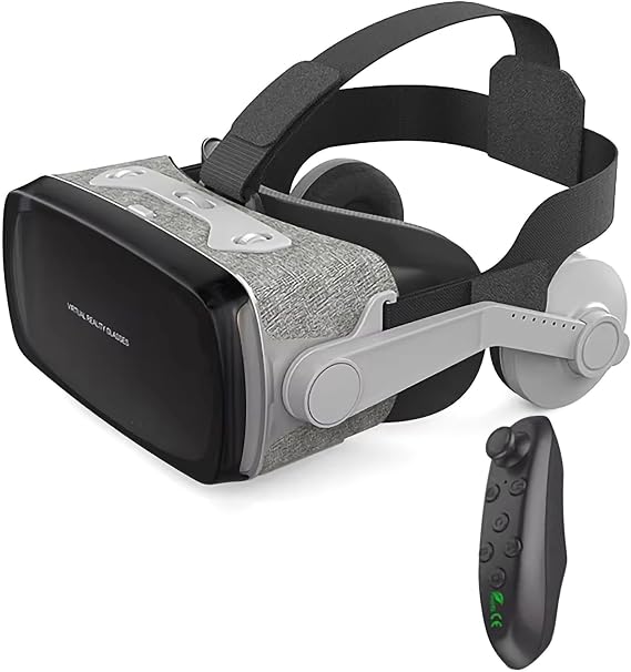 3D VR Glasses, Virtual Reality 3D VR Headset with Joystick, Myopia Adjustment: Below 600°,Phone Stand: 4.0-6.7inch Smart Phone, for Games &amp; Movies,Grey