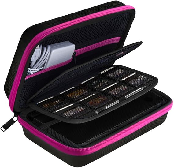 AUSTOR Carrying Case for Nintendo New 3DS XL (Black+Rose)