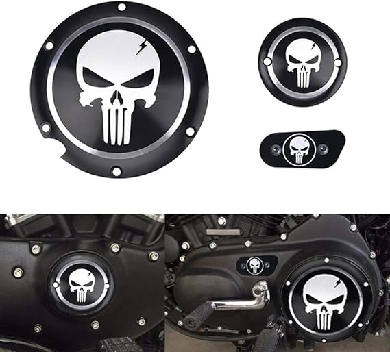 3 in 1 Skull Engine Derby Timer Cover Chain Inspection Cover Replacement for Harley Sportster Iron XL 883 1200 48 72