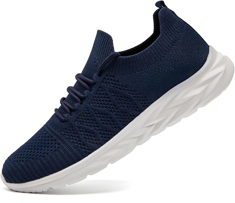 Men's Running Shoes Slip On Gym Tennis Sneakers Lightweight Non Slip Walking Shoes Breathable Comfortable Casual Fashion Mesh Footwear Dark Blue Size US 9.5