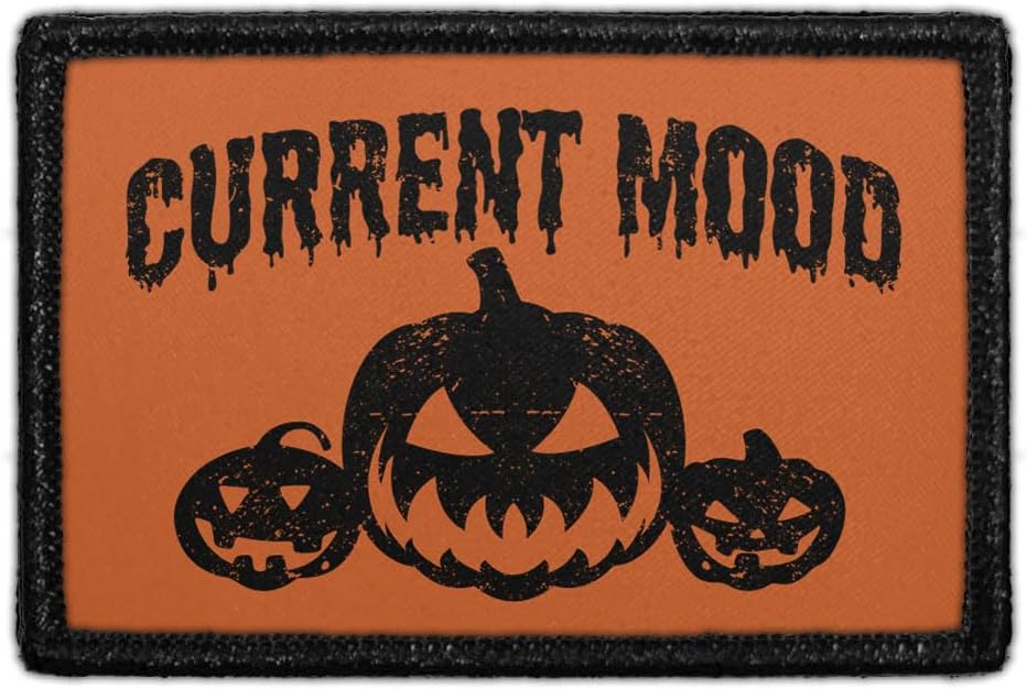 Current Mood - Pumpkin | Hook and Loop Attach for Hats, Jeans, Vest, Coat | 2x3 in | by Pull Patch
