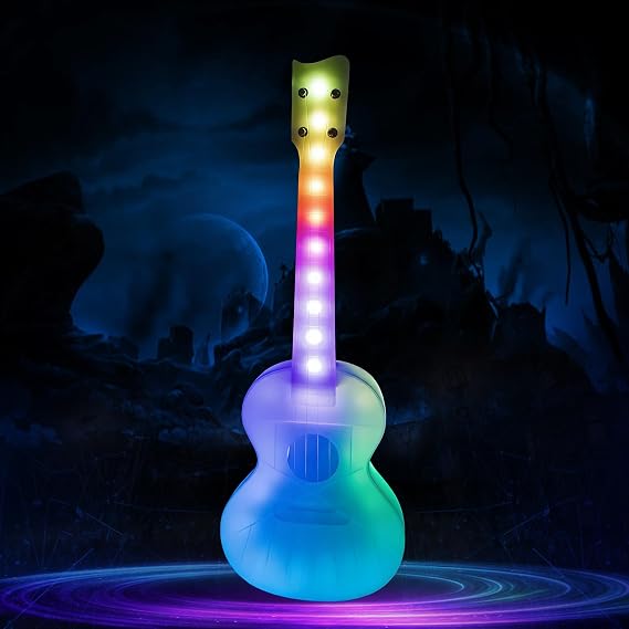 23" LED Concert Ukulele with Color Lights Polymer Carbon Fiber Strings, Ultra-Lightweight (1.4 lbs), Perfect for Beginners, Professionals & Night Performances
