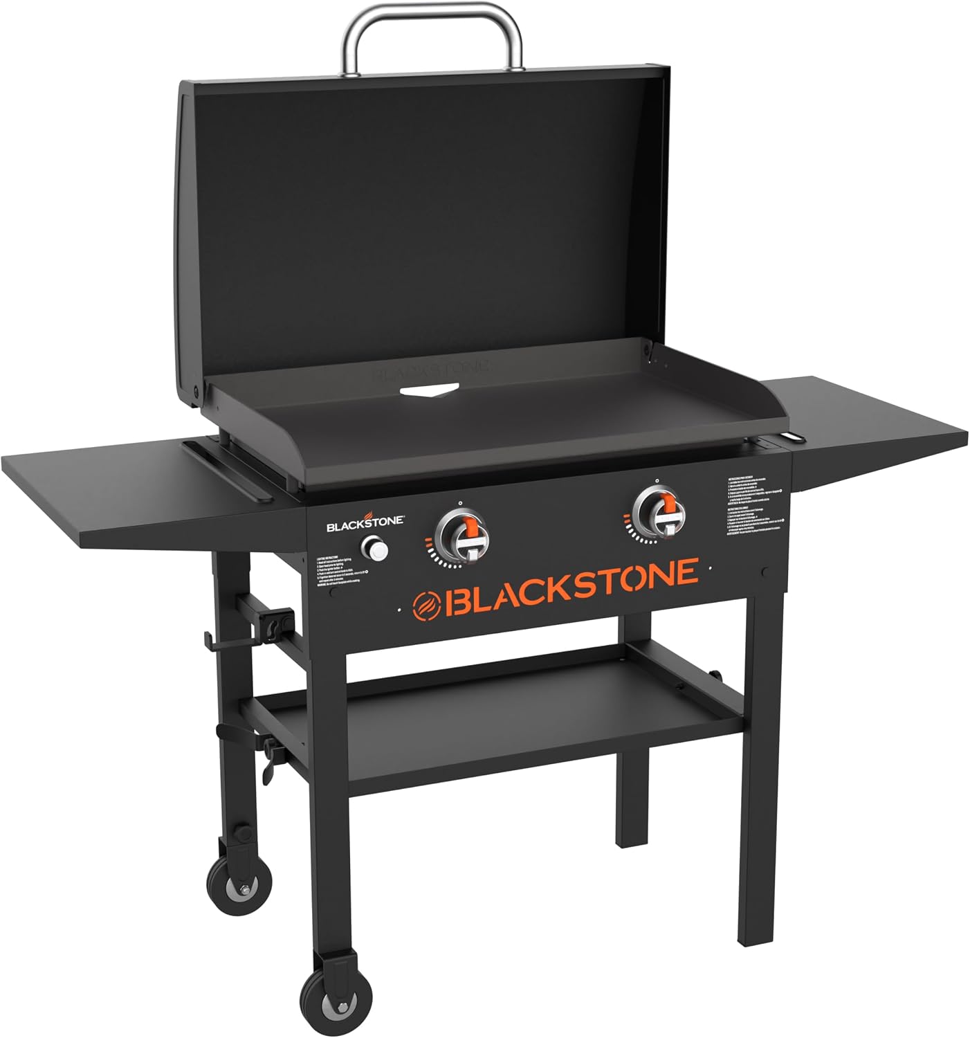 Blackstone 1883 Gas Hood & Side Shelves Heavy Duty Flat Top Griddle Grill Station for Kitchen, Camping, Outdoor, Tailgating, Countertop 28 inch Black