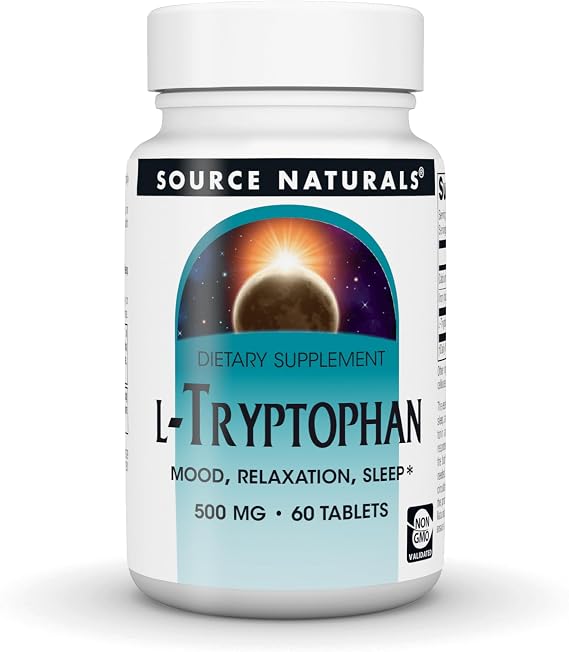 Source Naturals L-Tryptophan, for Mood, Relaxation, and Sleep*, 500mg - 60 Tablets