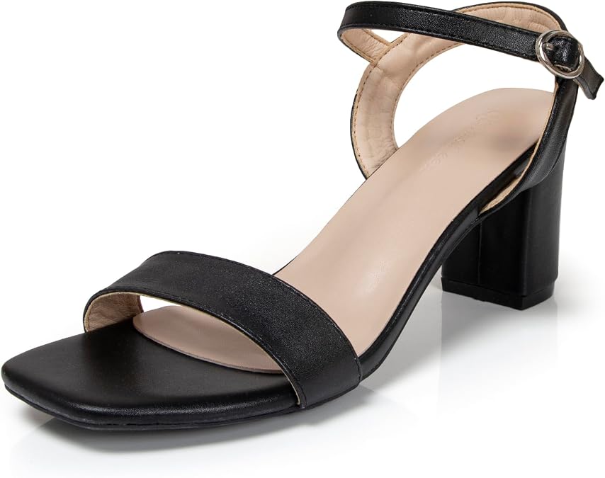 Sexy Open Square Toe Heels for Women 2.6 Inch Short Block Heeled Sandals Cross Ankle Strap Pump Shoes Strappy Daily Casual Comfy Dressy Party Wedding Sandal Heels