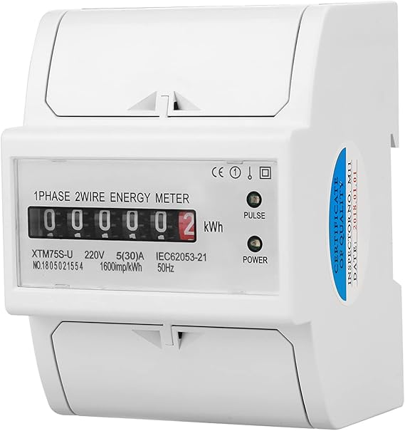 220V DIN-Rail Electric Meter, Digital 1 Phase Electric Meter 2 Wire 4P, XTM75S-U Electric Meter KWh Meter(5(30)A )