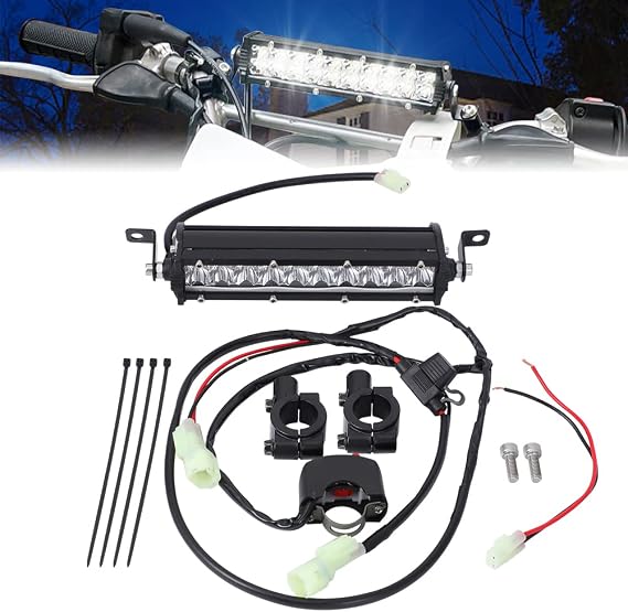 motoparty Dirtbike Headlight Bar Kit for KLX110 CRF110 TTR110 YZ250F, 60W 2500LM Plug-n-Play Headlight Light Bar Fits Most 7/8 Handlebars