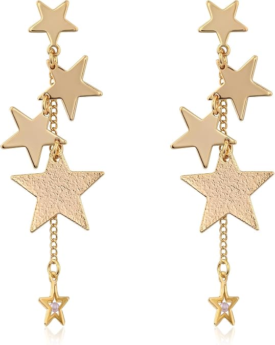 Sparkly Big Star Dangle Earrings