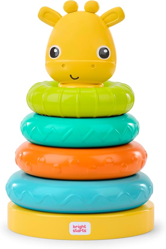 Bright Starts Giraffe Tower Stacking Toy, Multicolor, Unisex, 6 Months+ Baby Stacking Toys and Sensory Toys for Babies