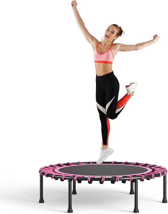 The Fellie Rebounder Trampoline for Adults 40"/48" Mini Trampoline Indoor Outdoor Fitness Trampolines Small Bungee Rebounder for Workout Exercise