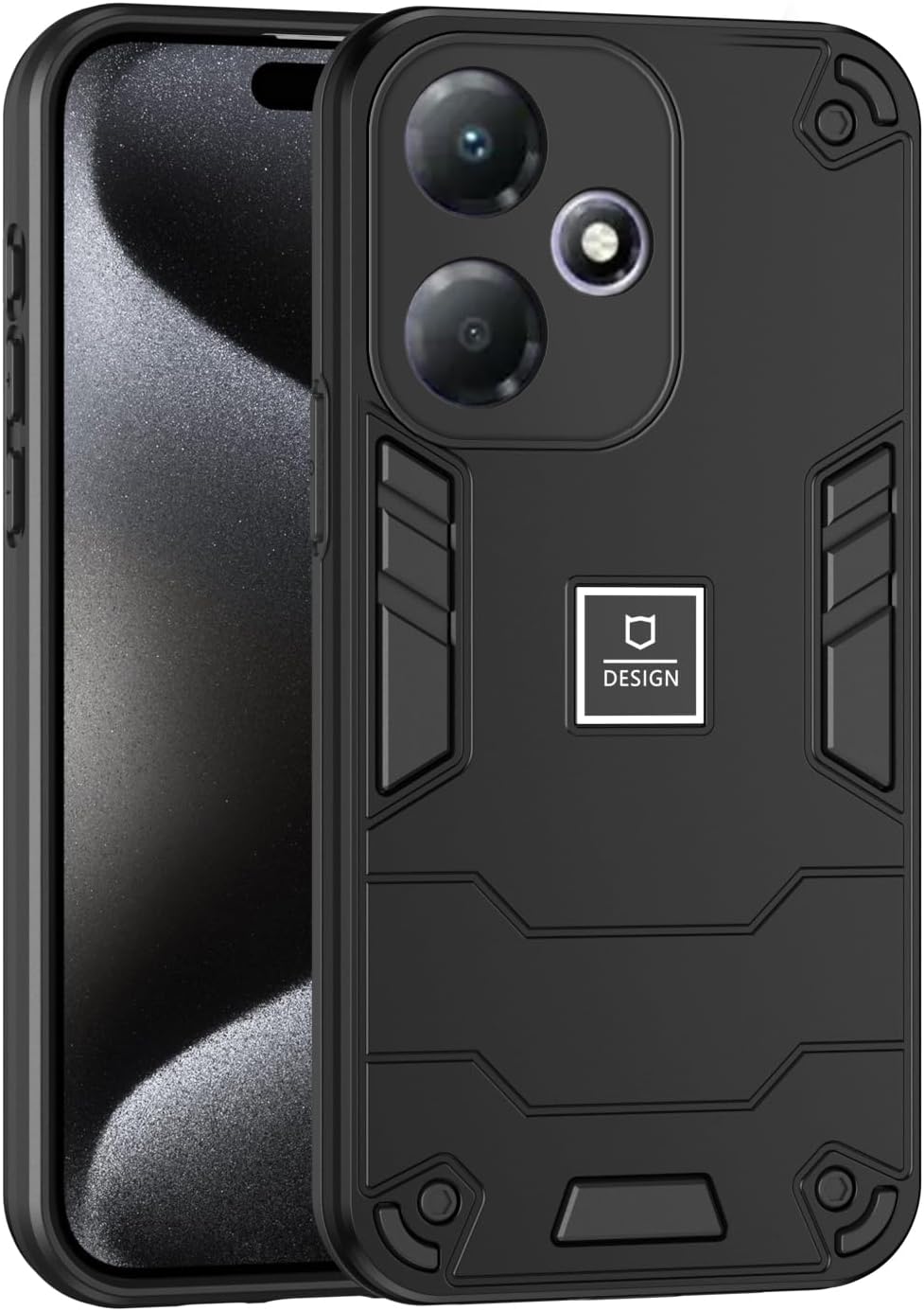 Compatible with Infinix Smart 8 4G Phone Case, Compatible with Infinix Smart 8 4G X6525 Hard PC2 TPU with 1 Shockproof Camera Protective Case Cover Black