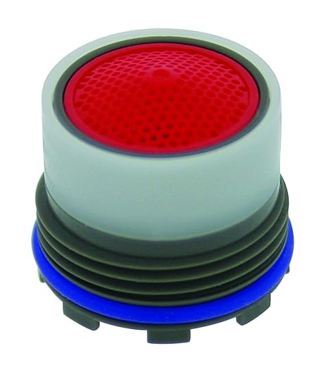 Neoperl 13 0000 5 Standard Flow Cache Perlator HC Aerator, Tom Thumb Size, 2.2 GPM, Red Dome, Honeycomb Screen, Aerated Stream, M16.5 x 1 Threads, Plastic, 0.591" Height