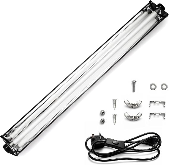 T5 UVB 24W Reptile Light Fixture Combo Kit 10.0 UVB Lighting Bulb & Hood 22inch UVA/UVB Desert Lamp for Reptiles, Terrarium Hood Bearded Dragon, Gecko, Tortoise, Lizard