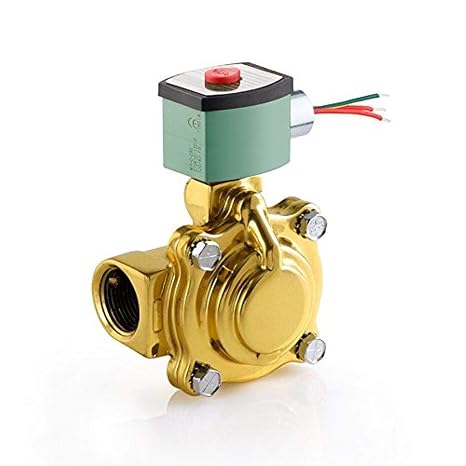 ASCO 8210G004-12/DC Brass Body Pilot Operated General Service Solenoid Valve, 1" Pipe Size, 2-Way Normally Closed, Nitrile Butylene Sealing, 1" Orifice, 13 Cv Flow, 12V/DC