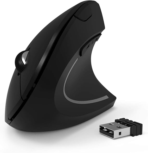 Wireless Vertical Mouse, 2.4G Wireless Ergonomic Optical Mouse with 3 Adjustable 800/1200 /1600 DPI, More Suitable for Big Hands