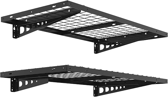 FLEXIMOUNTS 2x4ft Garage Storage, 2 Pack Garage Wall Shelving, Black