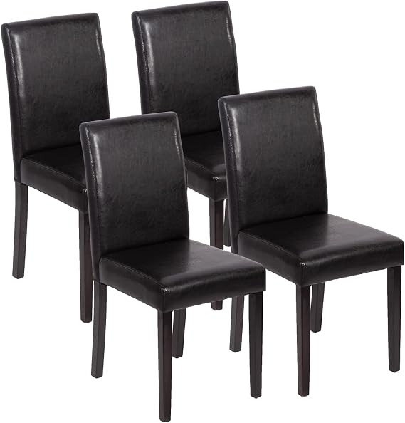FDW | Dining Chairs | Set of 4 | Black | 4 Upholstered Kitchen Chairs