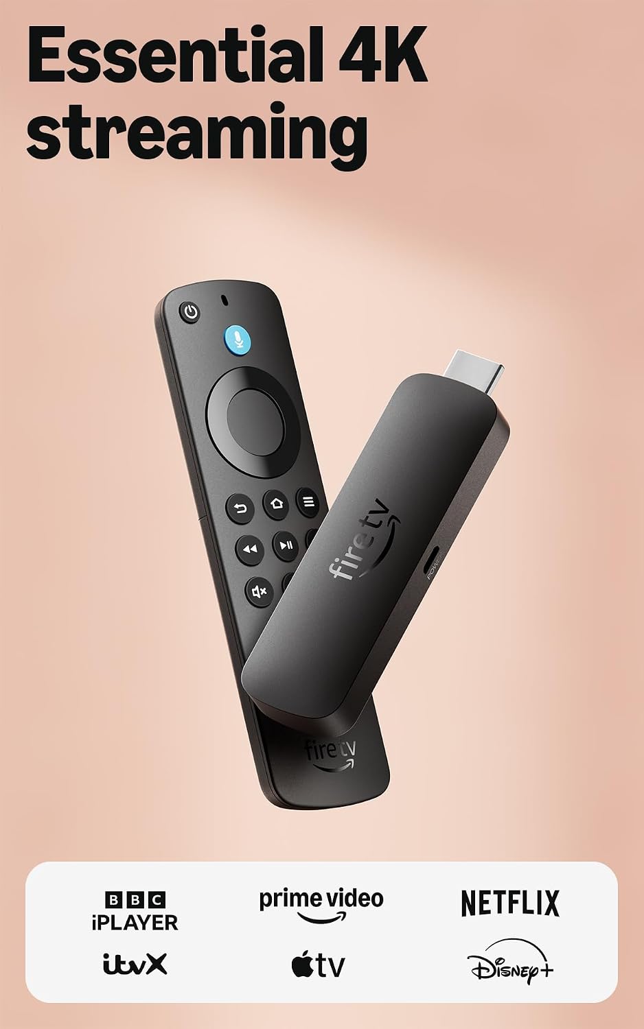 Amazon Fire TV Stick 4K Select (newest gen), start streaming in 4K, hundreds of thousands of films and TV episodes, free & live TV, find TV programmes faster with Alexa+