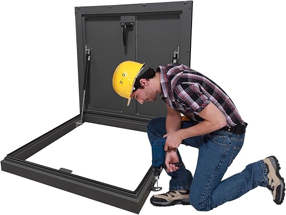 Weatherproof Exterior Roof Hatch, Commercial Roof Access Hatch, Aluminum Frame Roof Hatch with Handle & Seal & Hardware, Replacement Floor Inspection Cover(Size:24x28in(61x71cm))