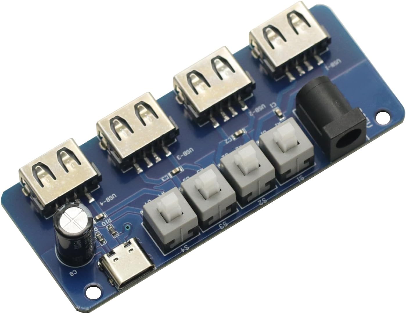 Power Expansion Module Button Control 5V Power Supply 4-Way USB Distribution Board Power Supply Hub